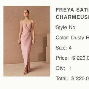 BHLDN Freya Satin Dress in Dusty Rose Size 4. Dry cleaned and ready to go!